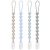 4-Pack Silicone Pacifier Clips for Baby Boys and Girls - with One-Piece Beads, Flexible and Rust-Free Holders for Teething Relief and Baby Essentials - Safe for Newborns (Grey)
