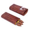 AMANCY 3 Holder Elegant Vintage Style Crocodile Pattern Leather Cigar Case with Cedar Wood Lined,including Cigar Cutter