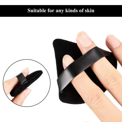 Maitys Fiber Triangular Makeup Puffs, 12 Pieces, Black, Soft Reusable Face Cosmetic Tools for Foundation, Powder, Blush, Concealer & More