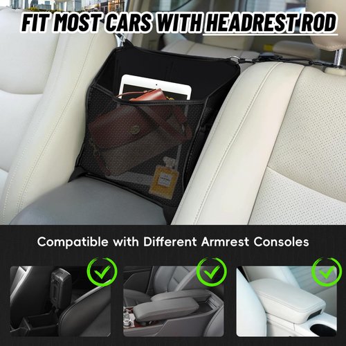 SpiriTouch Car Handbag Holder Between Seats,Dual-Side Car Organizer Between Seat,Automotive Consoles Organizer, Car Console Organizer for Backseat Frontseat