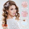 Oriamour Wedding Side Combs Handmade Bridal Hair Pins Set Rhinestone Bridal Comb Flower Clip Head Pieces for Women Set of 3 Rose Gold