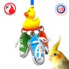 Bonka Bird Toys 3804 Sneaker Duck Small Medium Bird Toy Colored Foot Talon Foraging Sneakers Durable Plastic Duck Bell Cockatiels Parakeets Conures and Other Similar Birds