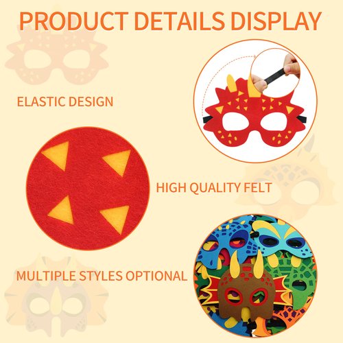 TAOVEN 30 Pcs Dinosaur Party Decorations Packs- Felt Dinosaur Masks for Kids, Dino Mask Birthday Party Decorations and Dinosaur Party Favors Supplies