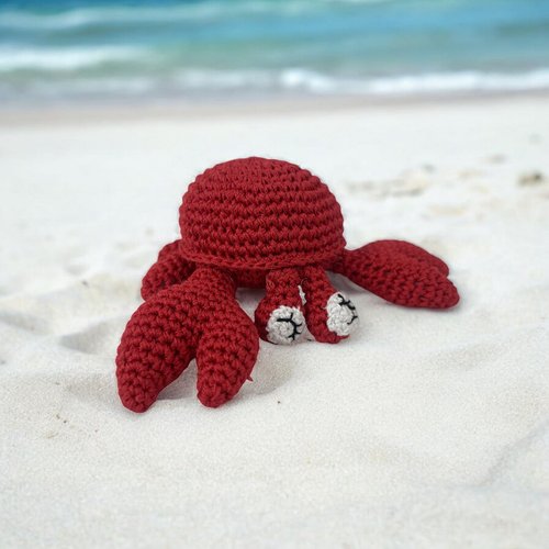 Skelapparel Endless Fun Dog Teeth Cleaning Cotton Crochet Squeaky Dog Toy for Small Dogs - Crab