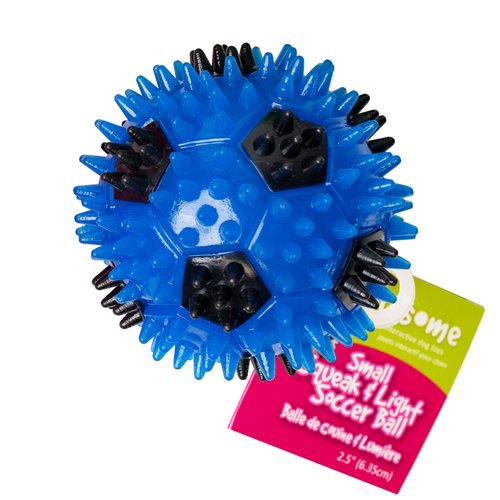Gnawsome 2.5” Squeak & Light Soccer Ball Dog Toy - Small, Promotes Dental and Gum Health for Your Pet, Colors will vary, 2.5" for All Breed Sizes