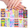 WOKOTO 12 Sheets Graffiti Nail Polish Stickers Full Nail Wraps for Women Aurora Gradient Gel Nail Strips Nail Polish Strips for Women Girls Nail Stickers Mix Color Stick On Nail Gel Stickers