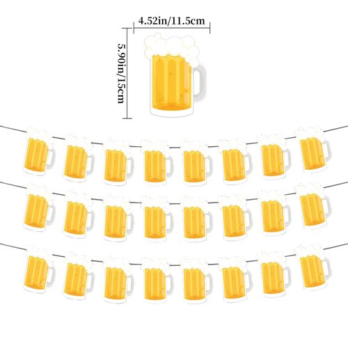 Beer Birthday Banner for Beer Party and Birthday Wedding Party Supplies (Light Yellow)