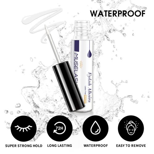 𝗦𝘂𝗽𝗲𝗿 𝗛𝗼𝗹𝗱 MUSELASH Latex Free False Eyelashes Glue Super Hold Clear Waterproof Strip Lashes Glue Hold Adhesives 5g 0.175oz Mink Lashes……