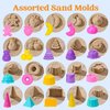Sloosh Beach Sand Toys Set - Pink Dump Truck Car Toys with Sand Molds Toddlers Outdoor Play, Collapsible Buckets Mesh Bag Sand Shovels Castle Ice Cream Mold Sets, Kids Ages Sandbox Toys (Foods)