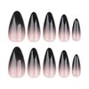 Black Press on Nails Medium Almond Fake Nails Gothic False Nails Black Ombre Acrylic Nails Glossy Glue on Nails Stiletto Artificial Nails Goth Gradient Stick on Nails for Women Girls Manicure 24 pcs