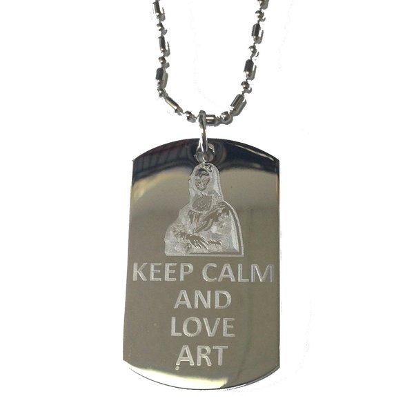 Hat Shark Keep Calm and Love Art - Military Dog Tag, Luggage Tag Metal Chain Necklace