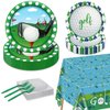 Golf Party Supplies for 40 Guests, Disposable Tableware Set Includes Golf Paper Plates, Golf Ball Napkins, Forks, Tablecloth for Men Golf Fans Birthday Party Decor Golf Sports Party Decorations