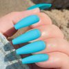 Uranian Coffin Extra Long Press on Nails Blue Ballerina Fake Nails Matte Halloween Full Cover False Nails Acrylic Nails for Women and Girls(24pcs) (Sky blue)