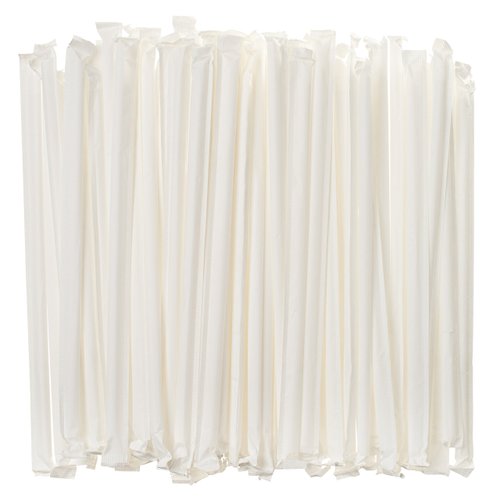 Crystalware Bulk Pack of 380 Flexible Plastic Drinking Straws - White, Individually Wrapped, Food-Safe BPA Free, 7.75 Inches Long (1 Box)