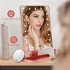 COSMIRROR Lighted Makeup Vanity Mirror with 10X Magnifying Mirror, 21 LED Lighted Mirror with Touch Sensor Dimming, 180°Adjustable Rotation, Dual Power Supply, Portable Cosmetic Mirror (Rose Gold)…