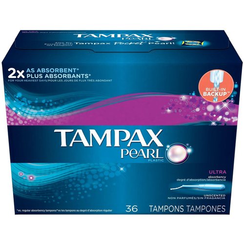 Tampax Pearl Ultra Plastic Applicator Tampons, Unscented - 36 ct