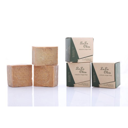 Authentic Aleppo Soap 86% Olive Oil & Laurel Oil Bar Organic, Vegan, All-Natural for Body, Face, Hands, Bath and Hair - 3PC/200 gr