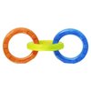 Nerf Dog 10.5in Rubber 3-Ring Tug Dog Toy, Lightweight, Durable and Water Resistant, Single Unit, Blue/Green/Orange