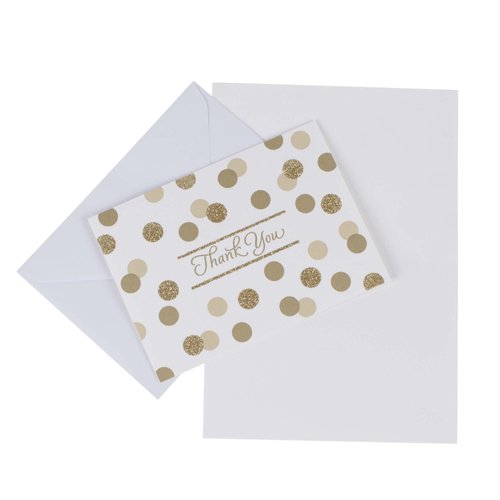 Hallmark Thank You Cards, Gold Foil and Glitter Dots (40 Thank You Notes with Envelopes for Wedding, Bridal Shower, Baby Shower, Graduation)