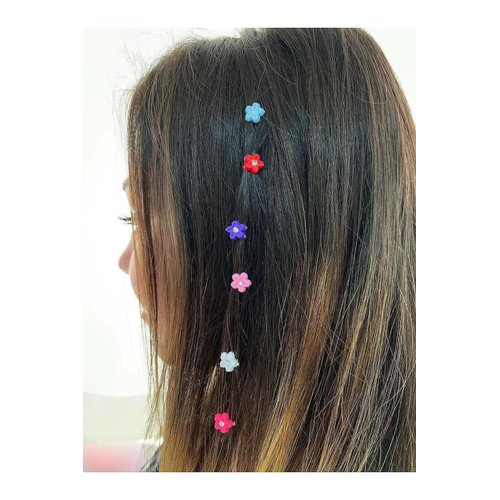 QITIMIR 240 Pcs Mini Hair Clips - Beads for Hair, Tiny Hair Pins for Women, Colorful Floral Bangs for Girls (6 Colors)