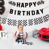 Race Car Birthday Banner, Pre-Strung Black Happy Birthday Banner, Race Car Party Birthday Decorations for Boys, Racing Themed Birthday Party Decorations, Let’s Go Racing Party Supplies