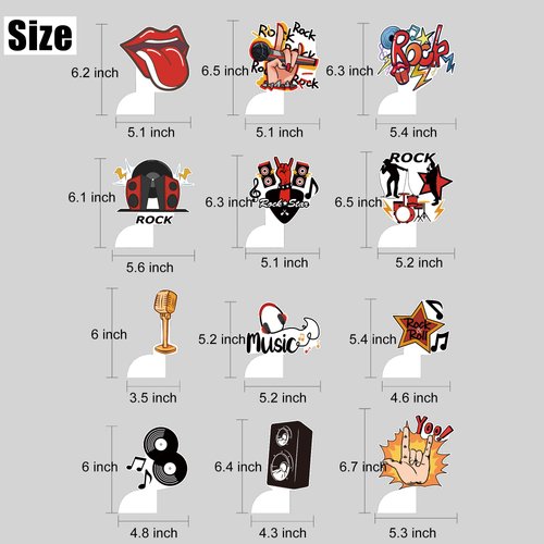 12PCS Rock and Roll Honeycomb Centerpieces Music Party Decorations Silhouette Retro Table Musical Silhouette Party Favors Guitar Rap Birthday Baby Shower Party Supplies