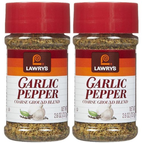 Lawry's Garlic Pepper Coarse Ground Blend, 2.6 oz Shakers, 2 pk