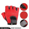 PRIME SPORTS Leather Padded Mesh Fingerless Weight Lifting Exercise Gym Wheelchair Gloves Black/Red Wlg-021 (Medium)