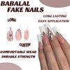 BABALAL Coffin Press on Nails Long Fake Nails White French Tip Glue on Nails Ballerina Rhinestone Acrylic Nails 24Pcs Long Bling Luxury Nails for Women and Girls