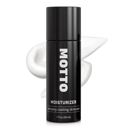 MOTTO Mens Face Cream Moisturizer- ICE-COLD - Made in USA - Hyaluronic Acid, Vitamin E, Menthol, Peppermint, & Eucalyptus, Coffee Seed Extract, Day & Night Moisturizing, 1 oz