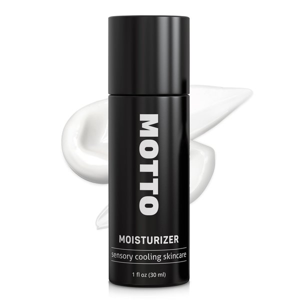 MOTTO Mens Face Cream Moisturizer- ICE-COLD - Made in USA - Hyaluronic Acid, Vitamin E, Menthol, Peppermint, & Eucalyptus, Coffee Seed Extract, Day & Night Moisturizing, 1 oz