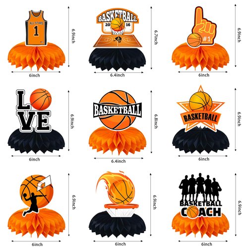 9 Pcs Basketball Centerpieces Basketball Party Decorations Basketball Table Decorations Basketball Birthday Party Supplies