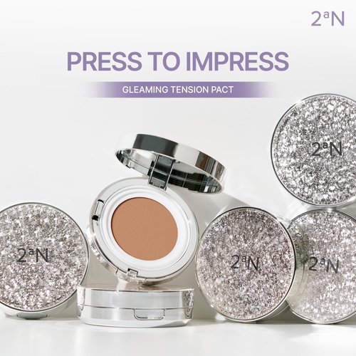 2aN Gleaming Tension Cushion Foundation Pact 0.45 oz | Korean Cushion Foundation Makeup with Ceramide & Centella Asiatica | Lightweight and Long-Lasting K Beauty Makeup (#25 Sand Beige, 0.45 oz)