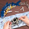 Shark Building Blocks Toy, Ocean Animal Building Set with Light and Display Stand, Cyberpunk Shark Building Blocks for Kids & Adults, Animal Building Set with Technik Linkage Function for Kids, White