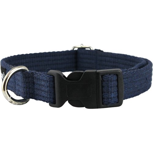 Cotton Web Adjustable Dog Collar 4 Sizes Blue (Small: Neck 11.5"-15.5"; Width 1/2")