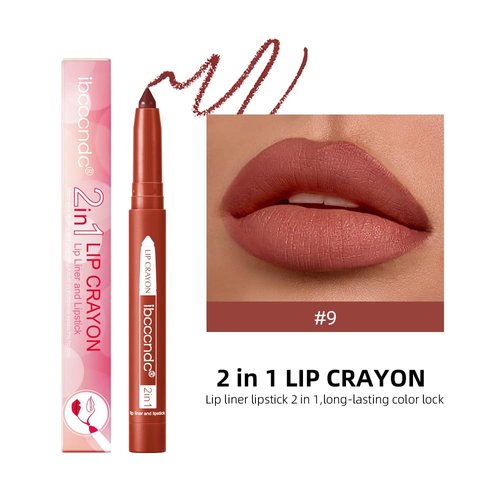 MYUANGO 12 Colors Matte Lip Liner Pencil, Waterproof Lasting Lip Crayon, Natural Vegan Lip Liner Set with Sharpener for Women (09)