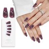SKYCLOUD Cat Eyes Press On Nails, Medium Coffin Fake Nails Tips Full Cover With Natural Soft Gel,24 Pcs Nail Kit Cover Artificial Glossy Stick On Reusable False Nails for Women (Dark Purple) SK0721