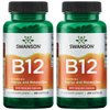 Swanson Vitamin B12 (Cyanocobalamin) - 500mcg Each, 250 Capsules - Energy, Nervous System, and Overall Wellness Support (2 Pack)