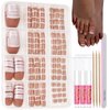 Teenitor Press On Toenails for Women, 144pcs French Tip Press On Nails for Toe With Nail Glue, 6 Sets Toe Nail Tips Glue on Toe Nail Press Ons, Fake Toe Nails Press on French Tip Toe Nails