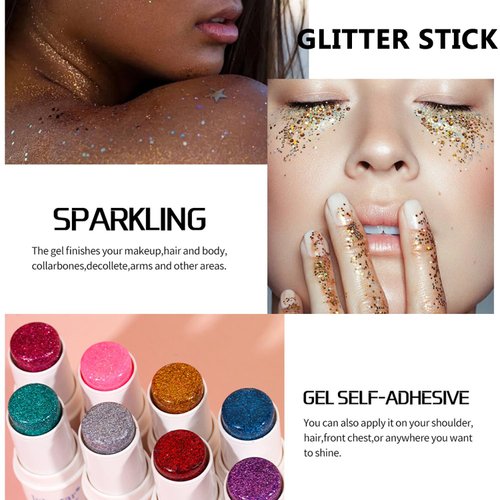Mysense Blue Body Glitter Stick, Face and Hair Glitter Gel for Kids and Women, Singer Concert Outfits Festival Rave Accessories Glitter Makeup, Waterproof Sparkling Mermaid Glitter Face Paint