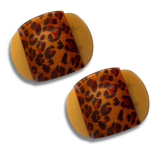 Mia Beauty Super Clamps, Medium Size Hair Clips for All Day Strong Hold - Leopard Print 2 Pack