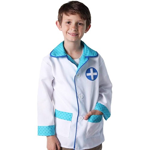 StoryBook Wishes Toddler Doctor Coat & Face Mask for Toddler Doctor Costume | Toddler Doctor Dress Up | Blue and White - For Ages 6-8