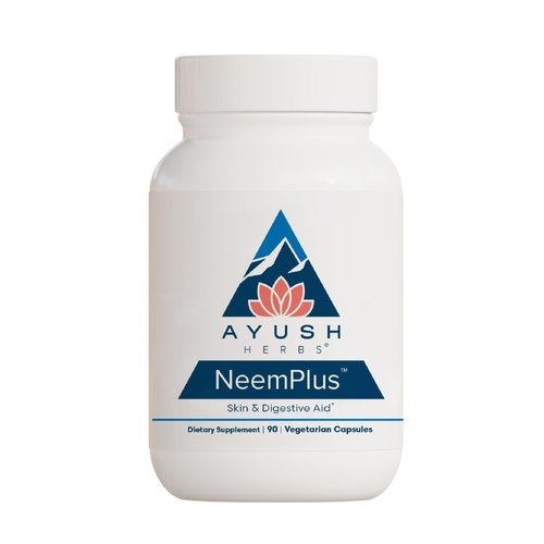 Ayush Herbs Neem Plus, Ayurvedic Skin and Digestive Support Supplement, Neem Leaf and Haritaki Herbal Supplement, 90 Vegetarian Capsules