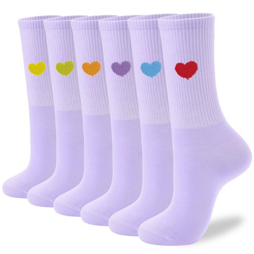 inhees Women's Cotton Crew Socks,6Pairs Thin Above Ankle Above High Bootie Dress Socks Gifts for Women