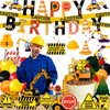 Construction Birthday Party Supplies Dump Truck Party Decorations for Boys included Happy Birthday Banner,Construction Sign,Hanging Swirls,Balloons,Caution Tape for Kids Birthday Party