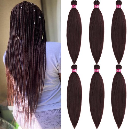 UPerfe Color 33 Brown Braiding Hair Extensions for Braids Kanekalon Chocolate Brown Braiding Hair Pre Stretched Prestretched Braiding Hair Knotless Jumbo Colored Braiding Hair 26 inch 6 Bundles
