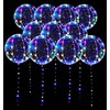 LED Balloons 10 Pack, Light Up Balloons 20 Inches Clear Helium Bobo Balloons, Glow Bubble Balloons with String Lights for Valentines Day Halloween Christmas Wedding Birthday Party Decoration