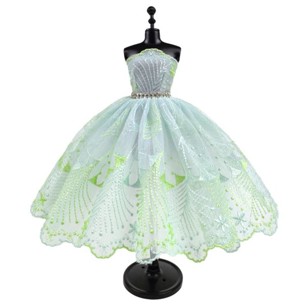 Fashion Tutu Ballet Dress for 11.5" Doll Clothes Outfits 1/6 Dolls Accessories Rhinestone 3-Layer Skirt Ball Party Gown (Spring Green)