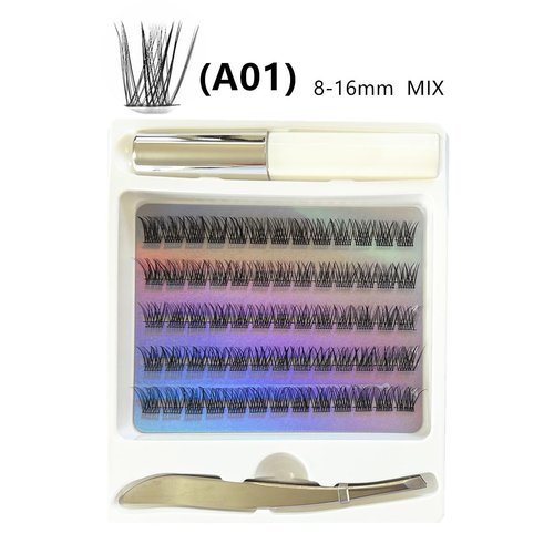 WUWUSU Lash Extension Kit 320Pcs,DIY Individual Lashes Clusters Kit,Lash Bond And Seal,Lash Remover For Eyelashes Extensions,Lash Applicator Tool For False Eyelash Cluster Kit At Home