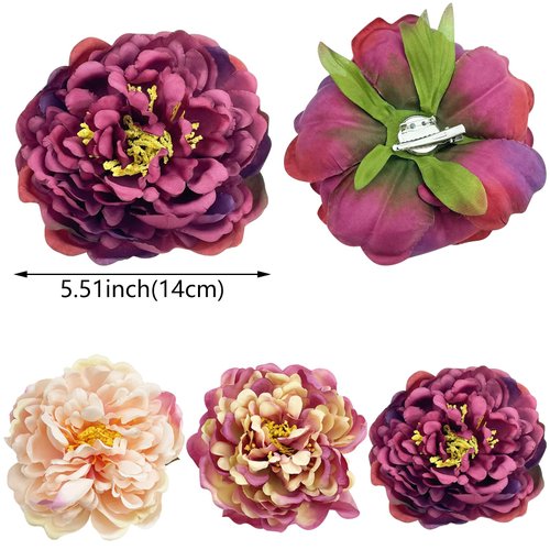 3 Pcs Peony Flower Hair Clips 2 in 1 Bridal Flower Brooch Floral Hairpins Wedding Party Headwear Accessories for Women Girls